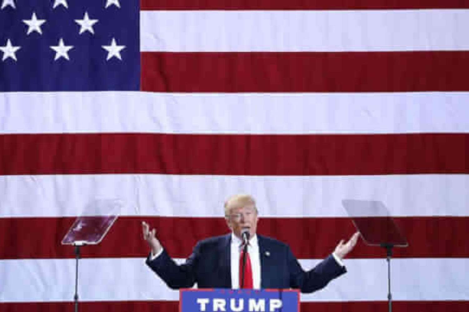 GRAND RAPIDS, MI - OCTOBER 31:  Republican presidential nominee Donald Trump addresses a campaign rally at the Deltaplex Arena October 31, 2016 in Grand Rapids, Michigan. With just eight days until the election, polls show a slight tightening in the race.  (Photo by Chip Somodevilla/Getty Images)